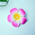 Pink and yellow foam plumeria hair clip with center pearl on blue background - Rose Pink Flower Head + Pearl [4cm]