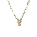 Gold paperclip chain necklace featuring a sparkling zircon-studded letter D pendant - Letter D