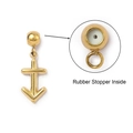 Detailed macro view of golden anchor slider charm with built-in rubber stopper for DIY jewelry - Anchor (YF321-9) / Gold