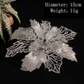 Zilveren glitter kerststerbloem van 15cm met opengewerkt ontwerp voor decoratie - Zilver