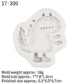 White silicone dinosaur mold with 7x7.8cm dimensions for DIY clay and cake decorating - Style 2 / Gray