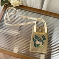 Mini sac pour téléphone en tricot kaki avec motif citrouille verte et bandoulière longue - Citrouille Kaki (Sac de Téléphone)