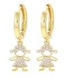 Pendientes de aro dorados con colgante de niña y micro circonitas brillantes para mujer - Niña Oro Circonita Blanca