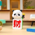 Panda figurine holding a green mahjong tile with Fortune character and gold ingot ornament - A158 Happy Mahjong CAI