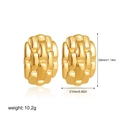 Golden irregular pleated earrings in stainless steel, measuring 29mm height and 21mm width - Braided Folds