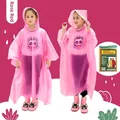 Poncho impermeabile rosa in EVA con cappuccio per bambini e stivali da pioggia abbinati - Poncho Impermeabile per Bambini / rosa acceso