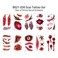 Set of 10 waterproof Halloween scar tattoos featuring realistic wounds and bloody stitches - Scary Eyeball Scar Set (B021-030)
