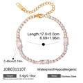 Detail van 18K goud roestvrijstalen tennisarmband met 17+5cm verstelbare sluiting - Smaragd Stijl (JDB0311107)