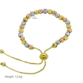Detailed view of 6mm tri-color beads and 12.6g weight on an adjustable slider bracelet - Pull-out Adjustable Sliding Buckle Style / 6mm / Tricolor Mixed (DB240910-F)