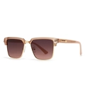Vintage champagne semi-rimless sunglasses with gold metal accents and brown gradient lenses - Champagne Tea Lens (C3)