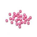 Detail of pink pearlescent acrylic round beads with holes for DIY jewelry making - Rose Red