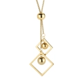 Collier minimaliste en acier titane doré avec pendentifs géométriques carrés et billes - Or (KN226895-CX)