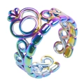 Rainbow crown adjustable open ring made of polished stainless steel for women - Rainbow