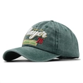 Dettaglio cappellino da baseball verde lavato con ricamo Player 3D di alta qualità - Regolabile / Verde Lavato