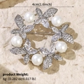 Silver butterfly brooch with white pearls and sparkling zircons measuring 4cm and weighing 8g - Silver Butterfly Pearl (BRS-J443S)