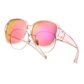 Pink fit-over polarized sunglasses for women worn over prescription glasses - Transparent Pink Frame Colorful Pink Lens