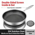 316L stainless steel honeycomb frying pan with non-stick texture for gas and induction - 304 Double Sided Texture (No Lid)