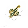 Golden cactus pendant crafted in copper with green zircon stones measuring 17mm by 22.5mm - Cactus Shaped Pendant (7#)
