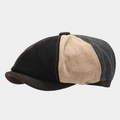 Gorra newsboy retro de lana para mujer con diseño patchwork en negro gris y marrón - Talla única / Color 1 (Negro/Marrón/Beige/Gris Patchwork)