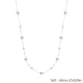 Elegante 60cm lange S925 Sterlingsilber Kette mit runden weißen Perlen besetzt - 60CM