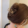 Pinza para el pelo de oso dorado en metal con perlas para peinados elegantes - Oso Dorado