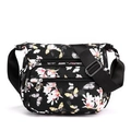 Floral nylon crossbody bag with butterfly print and multi-zipper compartments - Magnolia