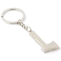 Miniature silver metal axe keychain tool pendant on a minimalist steel key ring - Axe
