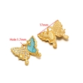 Golden butterfly pendant with blue enamel and rhinestones, 17mm size for DIY jewelry - 17mm Gold Butterfly - Blue