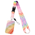 Regenboog lanyard Lucky Day met bijpassende ID-kaarthouder en metalen haak - Regenboog Lucky Day / Lanyard & Kaarthouder Set