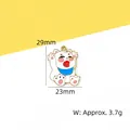 Cute white cat alloy enamel charm with blue collar and pink details for DIY jewelry - White Cat