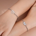 Set of two silver butterfly charm bracelets with delicate square box chains for women - Butterfly Charm Chain Style (6079101)