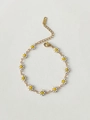 18k gold plated bracelet featuring twelve white enamel daisy charms with lobster clasp - 17+4cm Bracelet
