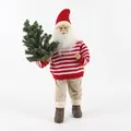 50cm Santa Claus figurine in red striped sweater holding mini Christmas tree - Style 43 Red White Striped Sweater Holding Small Pine 50cm