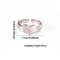 Silver-toned titanium steel heart ring with eye detail and size measurements - TYR0497 / Silver Heart Evil Eye