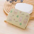 Cute light green accordion card holder with rabbit prints and strawberry patterns - Style 4 - Light Green Rabbit Strawberry