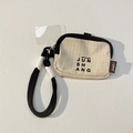 Beige karierte Münztasche mit schwarzem Reißverschluss und gewebter Handgelenkschlaufe - Weiß-kariertes JUNSH-Portemonnee mit Stoffseil
