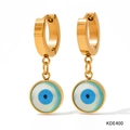 Goldene Evil Eye Ohrringe mit blauem Emaille und Perlmutt-Effekt für Damen - Gold (KDE400)