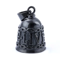 Campana de moto retro en acero inoxidable negro con relieve Live To Ride y cadena - Colgante Con Hebilla (GBK-016) / Negro