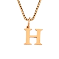 Minimalist rose gold stainless steel necklace featuring a bold letter H pendant - Letter H-Rose Gold