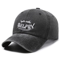 Gorra de béisbol vintage gris oscuro lavado con bordado blanco de Bats in the BELFRY - Negro