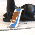 Alloy enamel Corgi slide charm in brown and blue, 3.6cm height for DIY jewelry - 1.5CM×3.6CM