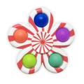 Flower fidget spinner with red stripes and colorful silicone bubbles on white background - Print 13