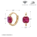 Detail view of 925 silver hoop earrings with red zircon, weight and size measurements - Gold-Red Zirconia