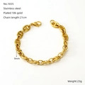 18K vergulde roestvrijstalen varkensneus kettingarmband van 9mm breed voor dames en heren - Varkensneus Ankerketting Stijl (ZYG1655) / Goud