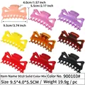 Lot de 9 grandes pinces à cheveux brillantes en neuf couleurs unies, longueur 9,5 cm - 9.5cm 8-Dents Couleurs Solidement Mélangées