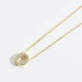 Golden necklace with circular O letter pendant encrusted with white sparkling zircons - Letter O