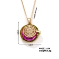 Gold stainless steel necklace with purple and green sunburst crystal pendant - Purple Green Yellow Gradient Star Compass (N00921-84)