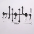 Modern minimalist wall-mounted black geometric coat rack with circular hooks 57.5cm - Black Large Round Hook
