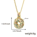 Gold pendant necklace with colorful zircons and letter design showing size dimensions - Letter O