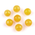 Polished yellow agate beads set of 7 round semi-drilled stones for DIY jewelry making - 12mm Yellow Agate Semi Drilled Bead